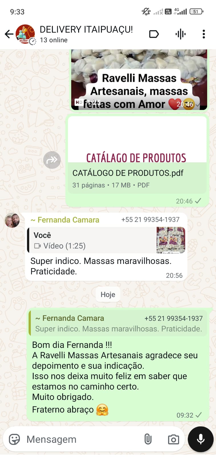 feedback ravelli massas artesanais